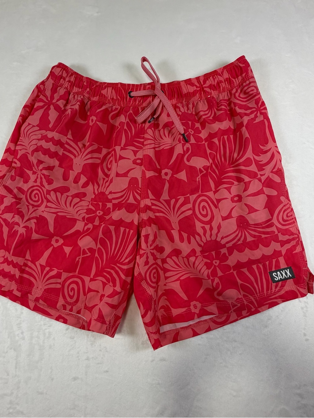 Saxx Red Floral Hybrid Swim Shorts